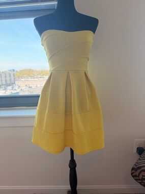 Charlotte Russe Strapless Yellow Fit-and-Flare Dress
